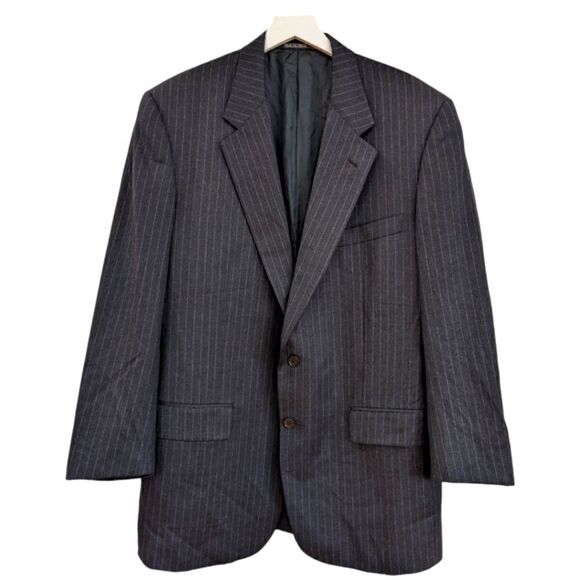 Corneliani Italy Lund & Lund Stockholm Wool Black Pin Stripe Blazer Men's Size L - Picture 1 of 10
